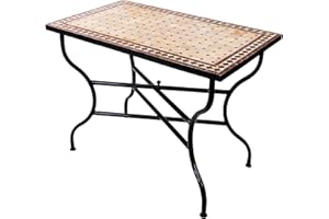 MARRAKESCH ORIENT & MEDITERRAN INTERIOR ® ORYGINALNY marokański orientalny śródziemnomorski balkon mozaika stół - Marrakesch Nature Bordeaux - kwadratowy 100 x 60 cm - stół ogrodowy kuchenny do jadalni