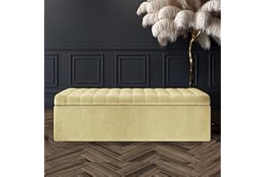 AZ Interiors Royal Furniture Naples Lined Upholstered Ottoman Storage Box, Rectangle Coffee Table with Storage (Cream Naples, 4ft (120x40x40) CM)