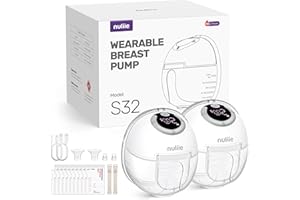 Nuliie Electric Breast Pump Hands-Free S32, Portable Wearable Breast Pumps 4 Modes 9 Levels, More Private, 24MM Comfortable Flange, Replaced Accessories Included (2Packs, White)