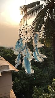 Rooh Dream Catcher ~ Tibetian Blue Car Hanging ~ Handmade Hangings for Positivity (Can be Used as Home Decor, Gift, Wall Hangings, Meditation Room, Yoga Temple, Wind Chime & Car Hanging)