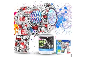 P PANACARE Panacare Graffiti Pistolet à Bulles, Machine à Bulles pour Enfants 4000+ Bulles/Min avec 130ML de Liquide à Bulles, Machine à Bulles Cadeau pour Enfants/Anniversaire/fête, Bubble Gun.