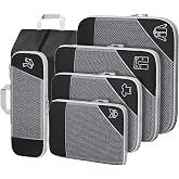 6 Pieces Suitcase Organizer Bags Suitcase, Black Organizers Travel Suitcases, Ultralight Expandable Compression Packing Cubes