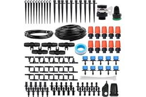AnJeey Irrigation Jardin, DIY Micro Automatique kit d'irrigation Jardin avec 40m+5m Tuyau Goutte à Goutte, Goutteur Irrigation Réglable pour Jardin, Serre, Terrasse, Paysage, Potager, Pelouse