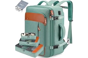 Lumesner Carry-on Backpack, Extra Large 40L Flight Approved Travel Backpack for Men Women Expandable Large Suitcase Backpack with 4 Packing Cubes