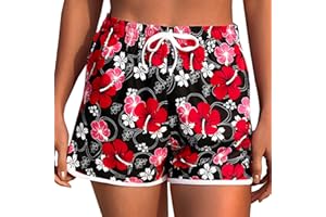 Marvmys Shorts de Natación Mujer Verano Pantalones Cortos de Nadar Secado Rápido con Cordón Ajustables, Shorts de Baño Deportes Acuáticos para Playa, Surf, Tiempo Libre