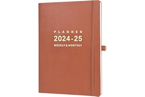 ARTFAN Academic Diary 2024-2025 - A4 Diary 2024-2025 Week to View from Aug. 2024 to Jul. 2025, 2024-2025 Diary with Brown Leather Cover, Elasticated Closure, Back Pocket
