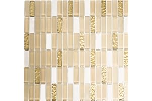 CONWIRE Bâtonnets Crystal mosaïque Transparent Verre/pierre naturelle Mix Blanc mat/Doré