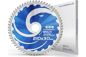 FALKENWALD ® Kreissägeblatt 210x30 mm - Ideal für Holz, Metall & Alu - Sägeblatt 210x30 kompatibel als Kappsäge Sägeblatt für Bosch & Makita - Multi Kappsägeblatt 210x30 - Sägeblatt 210