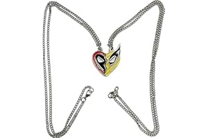 Costumeteers, Set di collane classiche con ciondolo a medaglietta diviso a metà giallo e rosso, ispirato a Dead-pool e Wolverine, con scritta "Best Friends", Misura unica, Zinco