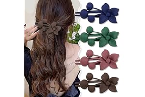 Ypkia Horquillas para el pelo con flores grandes, para mujer, mate, con forma de pico de pato, para mujeres y niñas (4 unidades)