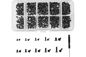 WEQEYENT Lot de 600 vis M2 M2,5 M3 pour ordinateur portable, vis cruciformes à tête plate, vis de rechange pour ordinateur portable, vis à métaux noires avec mini tournevis