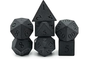 World of Dice - Obsidian Steinwürfel - 7-TLG. Pen and Paper Würfelset aus Obsidian, mit Gravur, ideal für z. B. D&D, DSA, Cthulhu, Shadowrun, Aborea und viele weitere