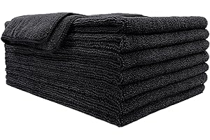 Polyte - Toalla de Microfibra antipelusa para el Cabello - Secado rápido - Profesional - 40,6 x 73,7 cm - Pack de 8 (Negra)