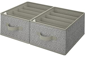 GRANNY SAYS Organizer Armadio Salvaspazio, confezione da 2 Organizer Armadio Cassettiera per Jeans, Organizer Cassetti Armadio Pieghevole, Organizer Vestiti, Scatole Organizer Armadio, Grigio