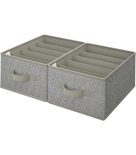2 Schrank Organizer Mit 10 Trennwänden – Faltbare Aufbewahrungsboxen 40x30x22cm, Für Hosen, Kleidung, Spielzeug (grau)