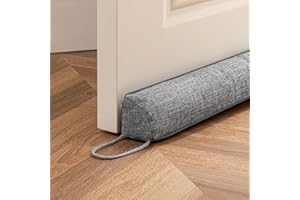 HBselect 96 cm Coupe-Courant d'air Triangulaire en Lin pour fenêtres et Portes, Conception à Fixation sécurisée, Isolation phonique et réduction du Bruit, adapté aux climats froids et Chauds Gris