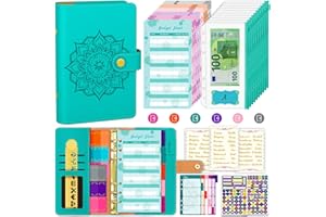 ‎AOCII Aocii Budget Planner Deutsch Budget Binder A6 - Budgetplaner Finanzplaner, Haushaltsbuch mit Geldfächer, Budget Planner Deutsche Beschriftung, Cash Stuffing Deutsch, Geld organizer (Pfauenblau)