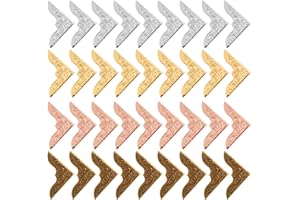 BEWUDY 80 PCS Metal Book Corner Protector, Vintage Iron Guard Cover Book Scrapbooking Corner Protector, 4 Color Scrapbook Album Notebook Folder Corner Decorative Frame Angle Protector Covers