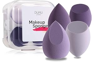Gąbka do makijażu DUAIU 4-pak Beauty Blender Foundation zestaw 4 kolorów bez lateksu blender piękno gąbki do makijażu z 1 etui na gąbkę (Morandi Purple)