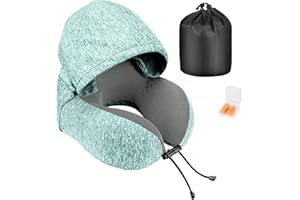 Eono Poduszka Podróżna na Szyję z Pianka z Pamięcią, Poduszka Podróżna z Kapturem, Wygodna Poduszka na Szyję z Kapturem do Samolotu, Pociągu, Biura,Ppoduszka Podróżna do Spania