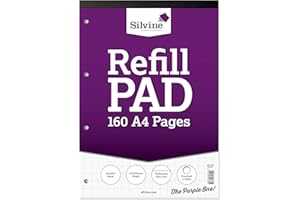 Silvine Nachfüllblock, 160 Seiten, A4, mit 4 Löchern 2-10-20 mm Graph Einzelbett