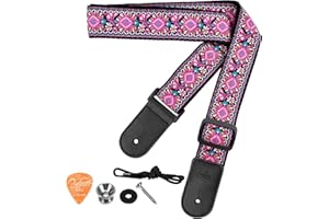 BestSounds Ukulele Strap, Jacquard Weave Adjustable Uke Mandolin Shoulder Straps for Adult & Kids, Ukulele Button Accessories(Pink)