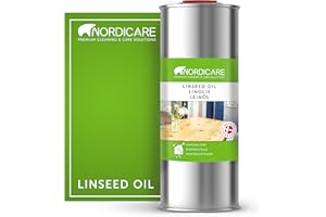 Nordicare Linseed Oil for Wood - 100% Pure & Natural Linseed Oil for The Entire Indoor Area - Food-Safe Linseed Oil for Wood Furniture - Underlines The Original Wood Structure - Made in Denmark (1L)