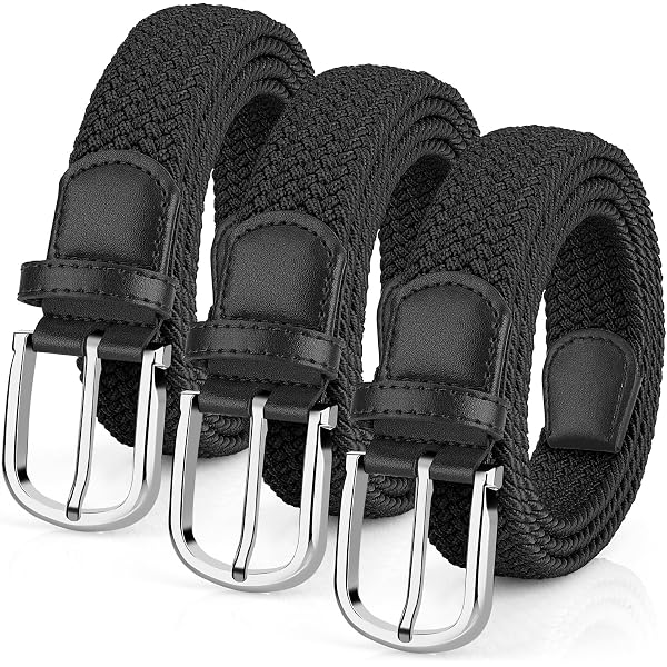2 Cinture Elasticizzate Uomo E Donna, Tessuto Rivettato, Colori Nero E Marrone, 120 Cm