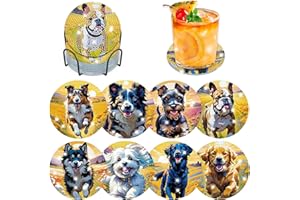 ‎LXMSJA Lxmsja 8 STK Diamond Painting Untersetzer Hund mit Halter, Diamond Painting Hund, Diamant Painting Bilder Erwachsene, Diamant Tassenuntersetzer mit Kork, Basteln Kreativ Set Für Erwachsene Frauen