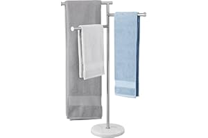 KES Porta Asciugamani da Terra Portasciugamani Girevoli Bagno Acciaio Inossidabile 18/8 Salviette Porta Asciugamano Marmo Spazzolato, BTH219-2