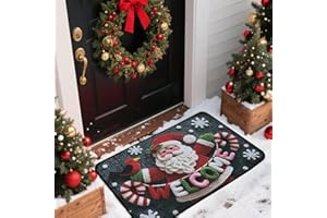 BSITSSS Babbo Natale Zerbino Natalizio, Tappeto Natalizio Fiocchi di Neve, Tappeto CucinaNatalizio Antiscivolo, Zerbino Natale, Tappeti Natalizi per le Vacanze, Cucina, lavanderia, 40 × 60 CM