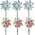 6PCS Bird Scarers Multicolour Reflective Bird Deterrent Windmills for Garden - 3Pcs Silver & Rainbow