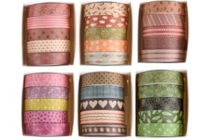 YUBX - Rollo de cinta adhesiva Washi (30 unidades), diseño creativo y básico fino, para arte, bricolaje, diarios, planificadores, álbumes de recortes, embalajes (bosque arcoíris)