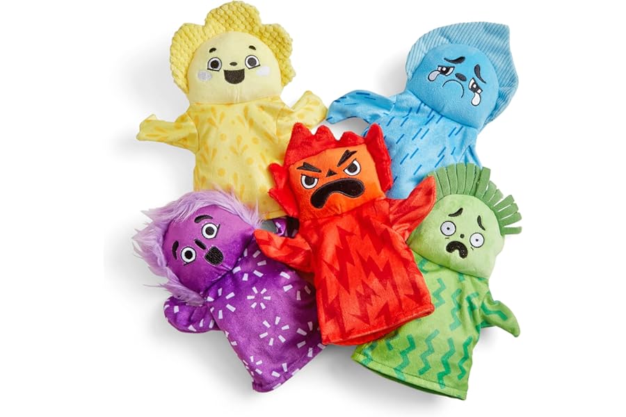 Learning Resources Feelings Family Hand Puppets Set, Hand Puppets for Kids, Learn About Feelings, 5 Emotions Hand Puppets Happy, Sad, Surprised, Angry and Scared