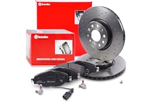 HEGEHOF BREMBO XTRA LINE Bremsenset Vorderachse inkl. Gelochte Sport-Bremsscheiben Vorne Ø 312 mm Belüftet und Bremsbeläge Vorne + Verschleißkontakt