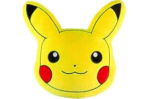 Pokémon 3D Coussin Pikachu Peluche Oreiller, Accessoires de Chambre 45 x 45cm, Anime Cadeau pour Enfant