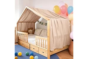 FloraVigo Handgefertigte Bettdecke für den Innenbereich, 100% Baumwolle, Musselin, Bettüberwurf für Zuhause, Bettdekoration, geeignet für Mädchen, Jungen (132 x 360cm Hellbeige)