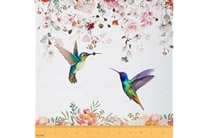 HOMEMISSING Hummingbird Fabric by The Yard Tropical Birds Hummingbird Flowers Upholstery Fabric for Chairs Floral Spring Botanical Gorgeous Decorative Waterproof Outdoor Fabric 5 Yards (L460*W150cm)