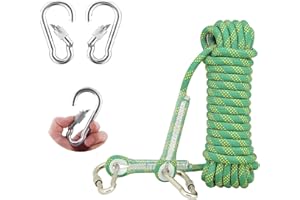 SHENGRUILI Corda Multifunzionale in Nylon da 10M con Ganci,Corda di Sicurezza con 2 Moschettone,Corda per Outdoor,Corda da Arrampicata,per Alpinismo All'aperto,Campeggio