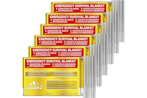 CLUSAZ 6 Manta Termica Supervivencia XL, Emergencia Mylar Manta, Botiquin Manta para Coche, Camping, Montaña Senderismo, Mochila, Fria, Aislante Primeros Auxilios, Kit Supervivencia