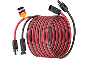 SORLPV SOLARKABEL 6MM², PV VERLÄNGERUNGSKABEL 8M MIT BUCHSEN UND SOLARSTECKER, 10AWG SOLARKABEL VERLÄNGERUNG, IP68 WASSERDICHTEM PHOTOVOLTAIK KABEL STECKER FÜR SOLARSYSTEME (ROT/SCHWARZ)