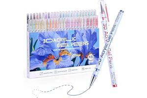 KEMYR 1,0 mm Acrylgelstifte zum Zeichnen, 48 Farben, Gelfarbe, Set mit Acryl-Markern, Farbtinte für Journaling, Basteln, Kunstbedarf