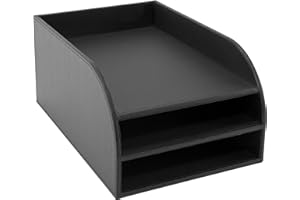 Osco Trójpoziomowa taca na listy ze sztucznej skóry - czarna