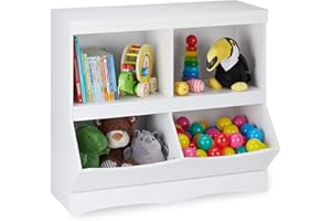 Relaxdays Estantería Infantil, Librería Niños y Niñas, 4 Compartimentos, Organizador Juguetes, 72 x 80 x 40 cm, Blanca