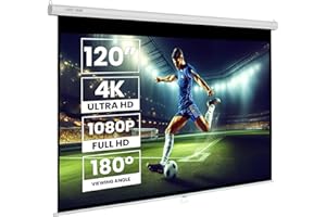 LUXSCREEN Écran de Projection Manuel 120" pounces Format 16:9 Enroulable Hauteur Réglable Home-Cinéma ou bureautique pour vidéoprojecteur, 264 x 150 cm, Fixation Mur ou Plafond , Carter 283cm Full HD 3D 4K