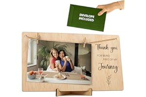 CONTRAXT Photo frame with wooden clips. Gift ideas thank you card Frame to hang photos with clips 10x15 natural wood best friend invisible friend woman man photography (Thank you EN)