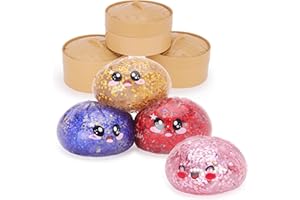 Toyland® Mystery Glitter Squishy Bao Dumpling Sensory Fidget Toy with Plastic Steam Box - Squeeze Toys for Kids - 1 Randomly Selected - Ages 3+