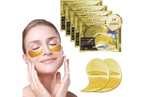 BABY MOLOVE 24 paires Patches Yeux,Gel Masque,Poches Sous Les Yeux Patch Yeux anti Cernes en Gel Sous Les Yeux Masque Collagene à Effet Hydratant et AméLiorer Les Rides et Ridules Soins Des Yeux(24K Or)