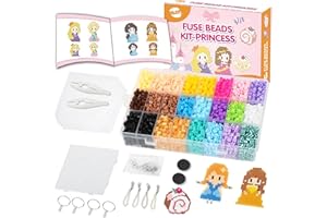 BLOT Perline da Stirare 5mm 4000 Pezzi Perline a Fusione Set con Carta Stiro Pinzette Clip Pegboard Gioco Creativo per Bambini Fai da Te Tema Principessa