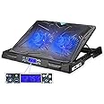 Tecknet Auto Laptop Cooling Pad Fits 12"-17.3" Notebooks， Adjustable Height Gaming laptop cooler With 2 USB ports And 2 Powerful Fans, Silent Ergonomic Laptop Fan Stand For Desk with LED display